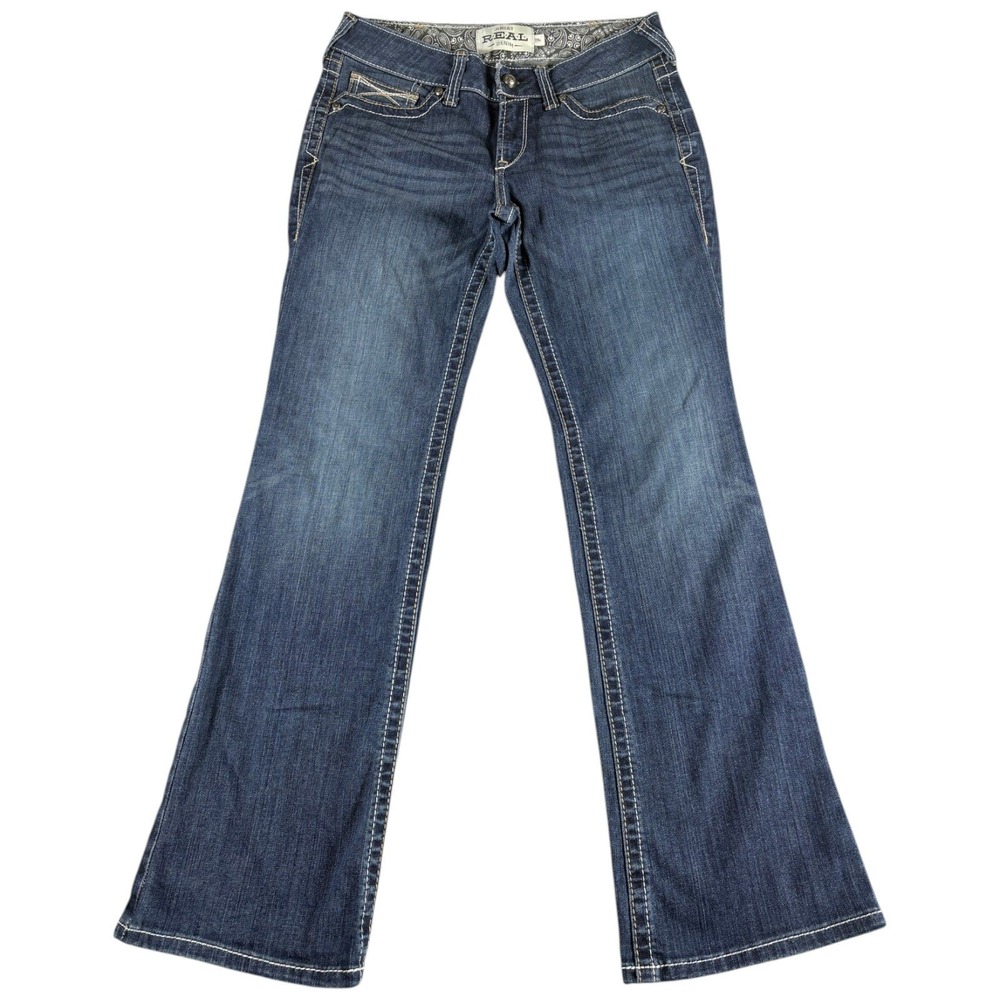 Ariat REAL Denim Bootcut Jeans Womens 29R Blue Dark Washed Mid Rise Western Wear